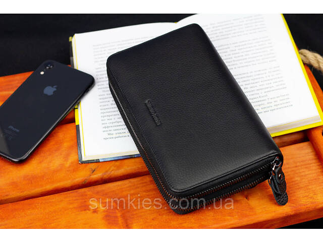 Чорний гаманець-клатч на дві блискавки з натуральної шкіри Marco Coverna B-5902B-1Q - Фото 9