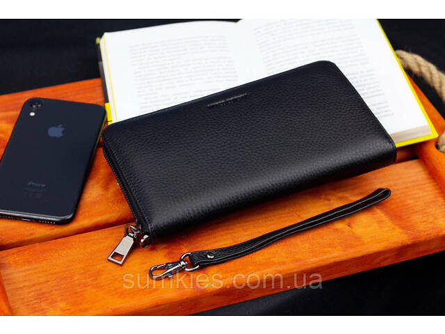 Чорний гаманець-клатч з блоком під картки під однією блискавкою з натуральної шкіри Marco Coverna МС-5901Q - Фото 7