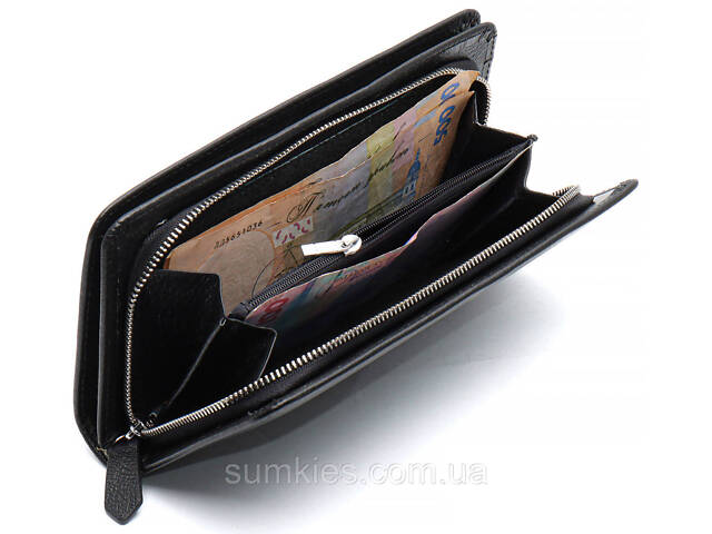 Чорний багатофункціональний чоловічий гаманець з натуральної шкіри МС291 - Фото 6