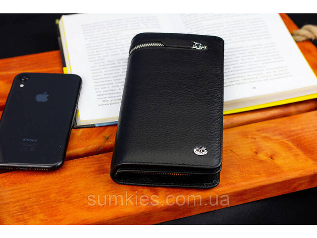 Чорний багатофункціональний чоловічий гаманець з натуральної шкіри МС291 - Фото 7