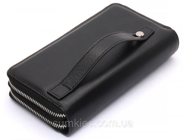 Чорний чоловічий клатч на дві блискавки з натуральної шкіри Marco Coverna MC-801-1 - Фото 3