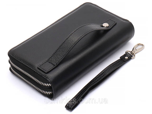 Чорний чоловічий клатч на дві блискавки з натуральної шкіри Marco Coverna MC-801-1 - Фото 4