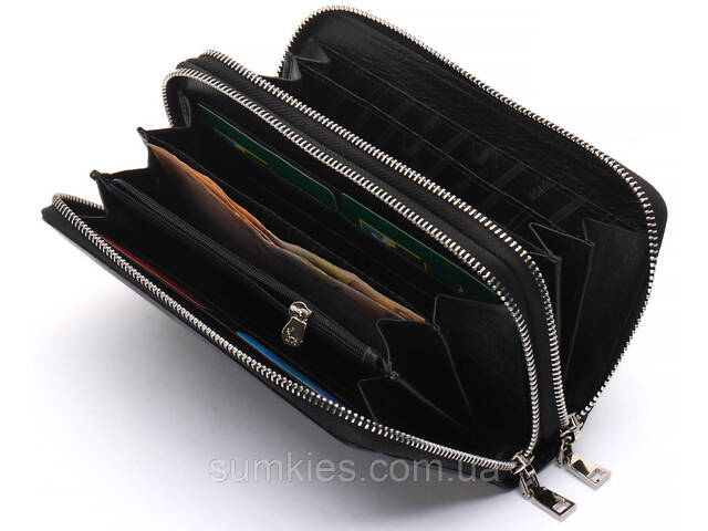 Чорний чоловічий клатч на дві блискавки з натуральної шкіри Marco Coverna MC-801-1 - Фото 5