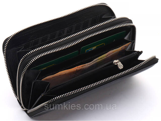 Чорний чоловічий клатч на дві блискавки з натуральної шкіри Marco Coverna MC-801-1 - Фото 7