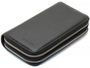Чорний чоловічий гаманець-клатч на дві блискавки з натуральної шкіри Marco Coverna MC-801
