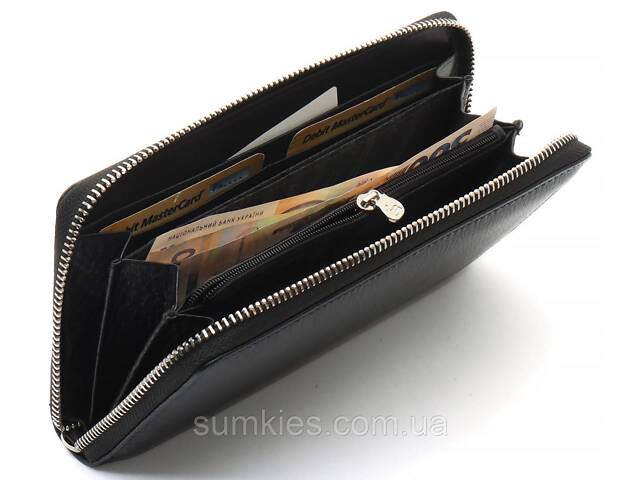 Чорний чоловічий гаманець-клатч на блискавці з натуральної шкіри Marco Coverna MC-802-1 - Фото 6