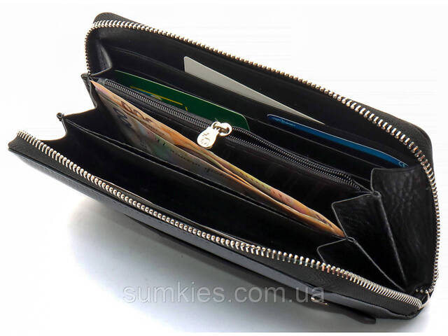 Чорний чоловічий гаманець-клатч на блискавці з натуральної шкіри Marco Coverna MC-802-1 - Фото 7