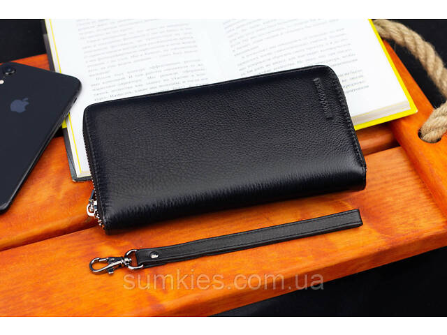 Чорний чоловічий гаманець-клатч на блискавці з натуральної шкіри Marco Coverna MC-802-1 - Фото 8