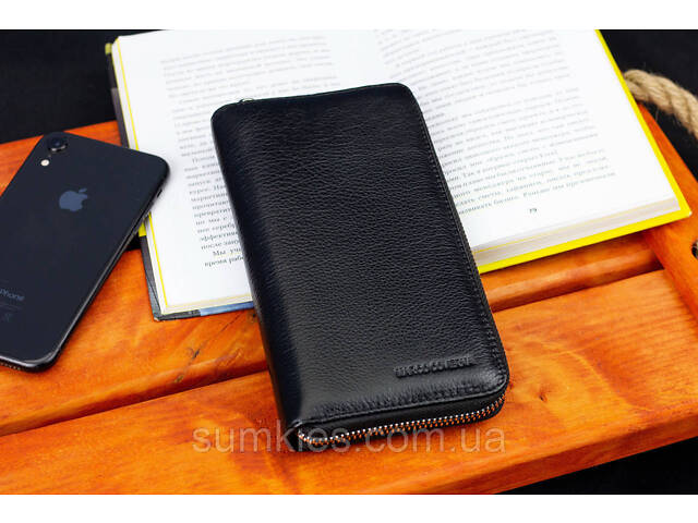 Чорний чоловічий гаманець-клатч на блискавці з натуральної шкіри Marco Coverna MC-802-1 - Фото 9