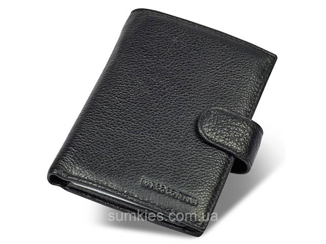 Чорний чоловічий гаманець вертикального типу з натуральної шкіри під документи Marco Coverna MC-5176-1 - Фото 1