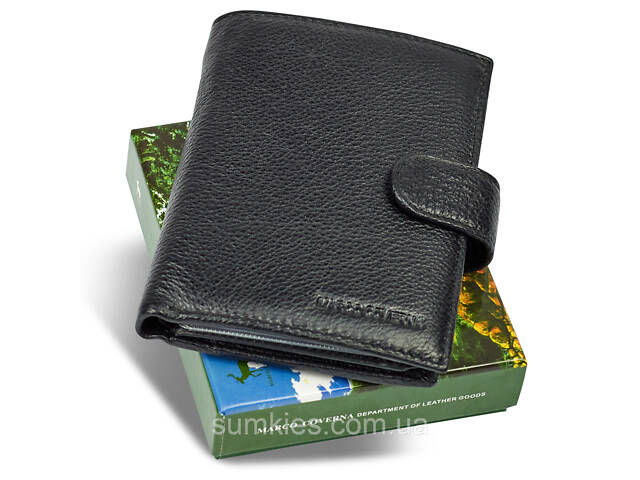 Чорний чоловічий гаманець вертикального типу з натуральної шкіри під документи Marco Coverna MC-5176-1 - Фото 3