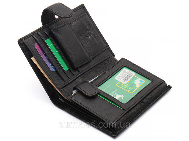Чорний чоловічий гаманець вертикального типу з натуральної шкіри під документи Marco Coverna MC-5176-1 - Фото 4