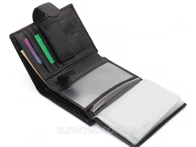 Чорний чоловічий гаманець вертикального типу з натуральної шкіри під документи Marco Coverna MC-5176-1 - Фото 5