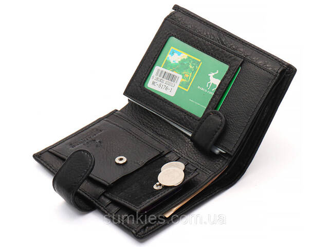 Чорний чоловічий гаманець вертикального типу з натуральної шкіри під документи Marco Coverna MC-5176-1 - Фото 6