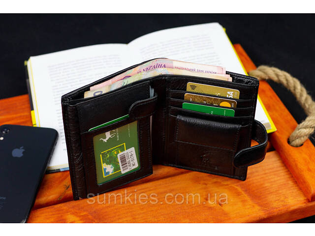 Чорний чоловічий гаманець вертикального типу з натуральної шкіри під документи Marco Coverna MC-5176-1 - Фото 8