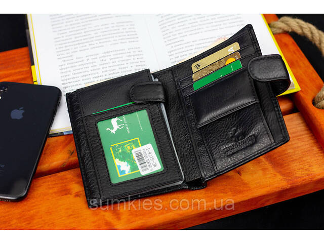 Чорний чоловічий гаманець вертикального типу з натуральної шкіри під документи Marco Coverna MC-5176-1 - Фото 9