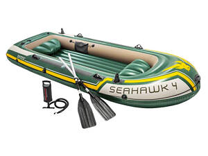 Чотиримісний надувний човен Intex 68351 Seahawk 4 Set весла ручний насос