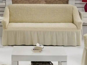Чохли на диван тримісний на резинці, чохол на диван жатка натяжний турецькі 3-місні Кремовий Різні кольори