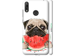 Чехол на Huawei Y7 2019 Мопс и арбуз '4665m-1638'
