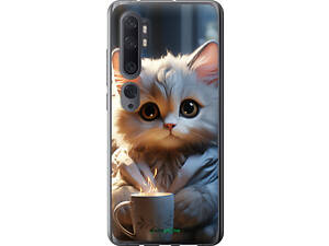 Чехол на Xiaomi Mi Note 10 Белый кот '5646t-1820'