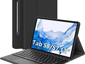 Чохол з клавіатурою Earto для Samsung Galaxy Tab S8 з тримачем S Pen Tab SM-X700/X706/T870/T875, чорний