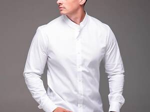 Чоловіча біла сорочка з довгим рукавом 'Modern' білі гудзики