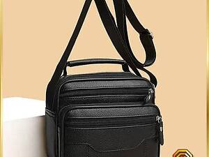 Чоловіча чорна шкіряна сумка-месенджер Шкіряний чоловічий месенджер чорний BEXHILL