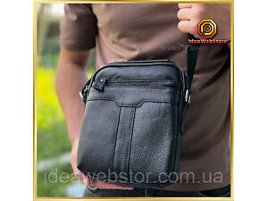 Мужская черная сумка через плечо, мужская сумка планшет, черная мужская барсетка через плечо Tiding Bag.