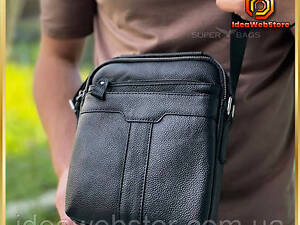 Чоловіча чорна сумка через плече, чоловіча сумка планшет, чорна чоловіча барсетка через плече Tiding Bag