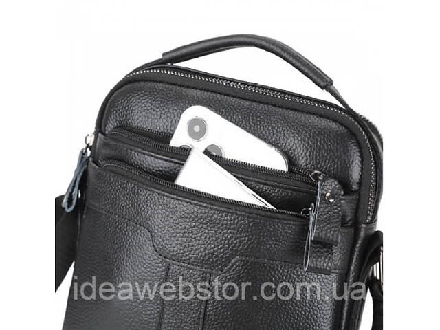 Мужская черная сумка через плечо, мужская сумка планшет, черная мужская барсетка через плечо Tiding Bag. - Фото 3