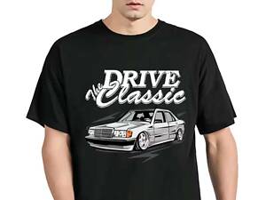 Чоловіча футболка Мерседес 190E W201 Drive the classic tshirttype5 MERCEDES Exclusive Benz parts