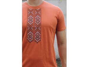 Чоловіча футболка вишиванка оранжева (цеглова)