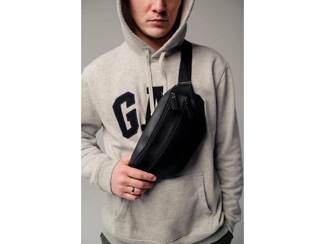 Мужская сумка-бананка черная, сумка на пояс SL011 (черная) / artSD0125 - Фото 1