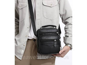 Мужская сумка-барсетка кожаная черная Tiding Bag 75003