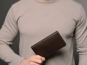 Чоловіче портмоне із натуральної гладкої шкіри SR005 (коричневе) / artSD0086