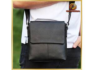 Мужские кожаные сумки черные Кожаный мужской мессенджер черный Tiding Bag