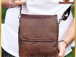 Чоловічі шкіряні сумки з натуральної шкіри коричневий месенджер Tiding Bag