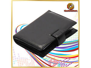 Мужской кошелек из натуральной кожи. Кожаный кошелек мужской портмоне из кожи Черный Marco Coverna.