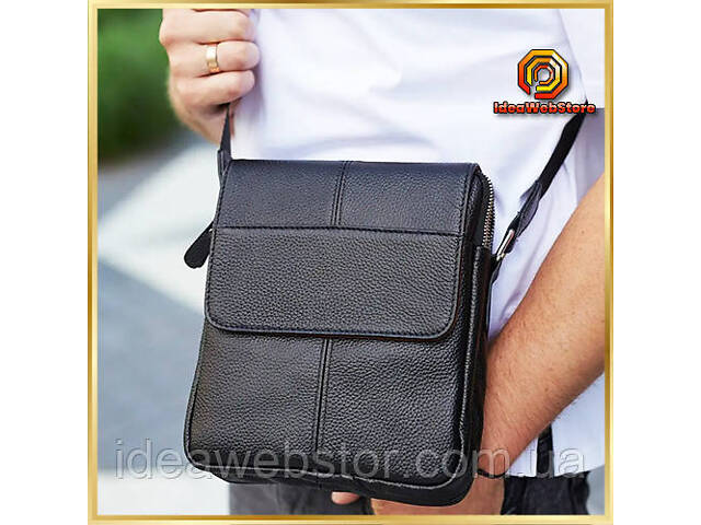 Чоловічий класичний великий шкіряний месенджер чорний BEXHILL TD-21334A - Фото 1