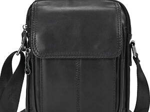 Чоловічий класичний великий шкіряний месенджер чорний Tiding Bag