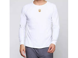 Чоловічий реглан з вишитим тризубом білий
