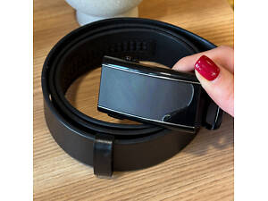 Мужской кожаный ремень с пряжкой автомат 8490