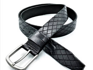 Чоловічий шкіряний ремінь Weatro 3,3 х 105-125 см Чорний ua-33mkr-0014