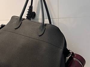 Черная натуральная кожаная сумка женская большая Итальянская, модная, объемная TS00385.