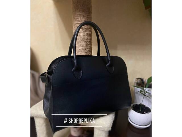 Черная натуральная кожаная сумка женская большая Итальянская, модная, объемная TS00385. - Фото 3