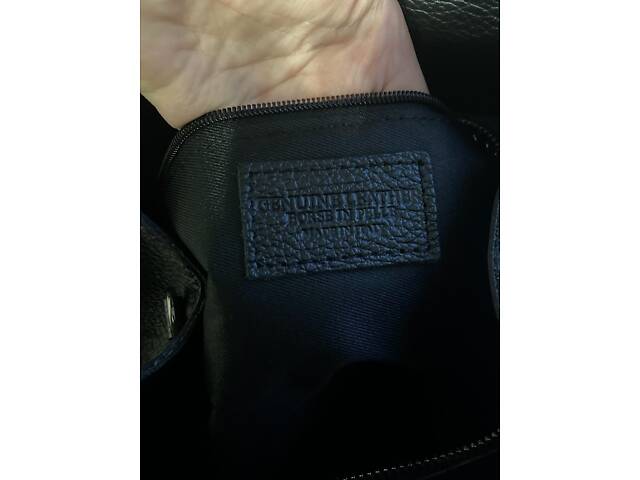 Черная натуральная кожаная сумка женская большая Итальянская, модная, объемная TS00385. - Фото 4