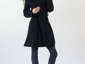 Черное пальто из кашемира с широким откидным воротником Подиум 21221-BLACK XXL Черный