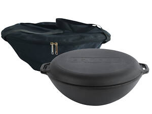 Чугунная сковорода WOK 8 л с крышкой-сковородой гриль и чехлом