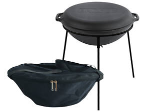 Чавунна сковорода WOK 8 л з кришкою-сковородою, підставкою та чохлом