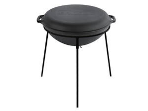 Чугунная сковорода WOK 8 л с крышкой-сковородой гриль и подставкой